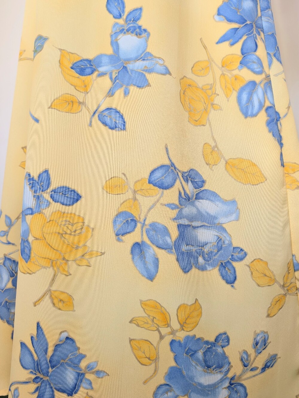Y2K Yellow & Blue Floral Spaghetti Strap Empire Waist Semi Sheer Maxi Dress - Picture 11 of 13